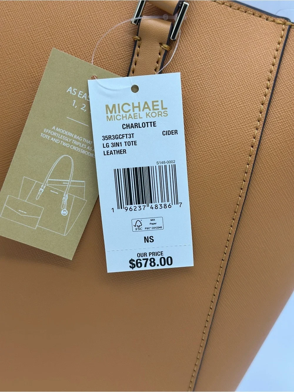 Michael Kors Mustard Tan Saffiano Leather Tote with Matching Wallet Trio
